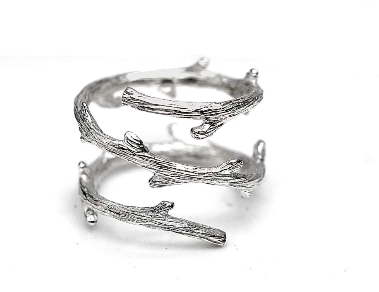 Triple Twig Ring. Sterling silver branch ring